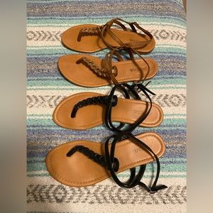 2 Pairs SODA Braided Sandal, black and tan